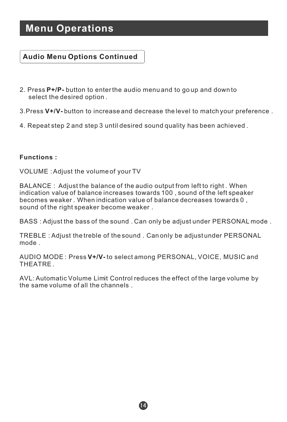 Menu operations | Technika LCD 19 HDID-407W User Manual | Page 16 / 31