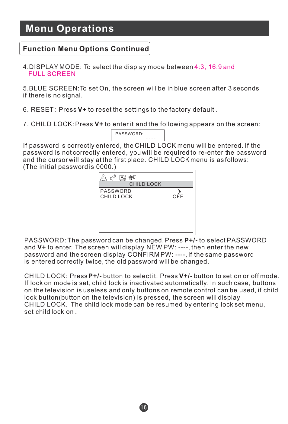 Menu operations | Technika LCD 19 HDID-407W User Manual | Page 18 / 31