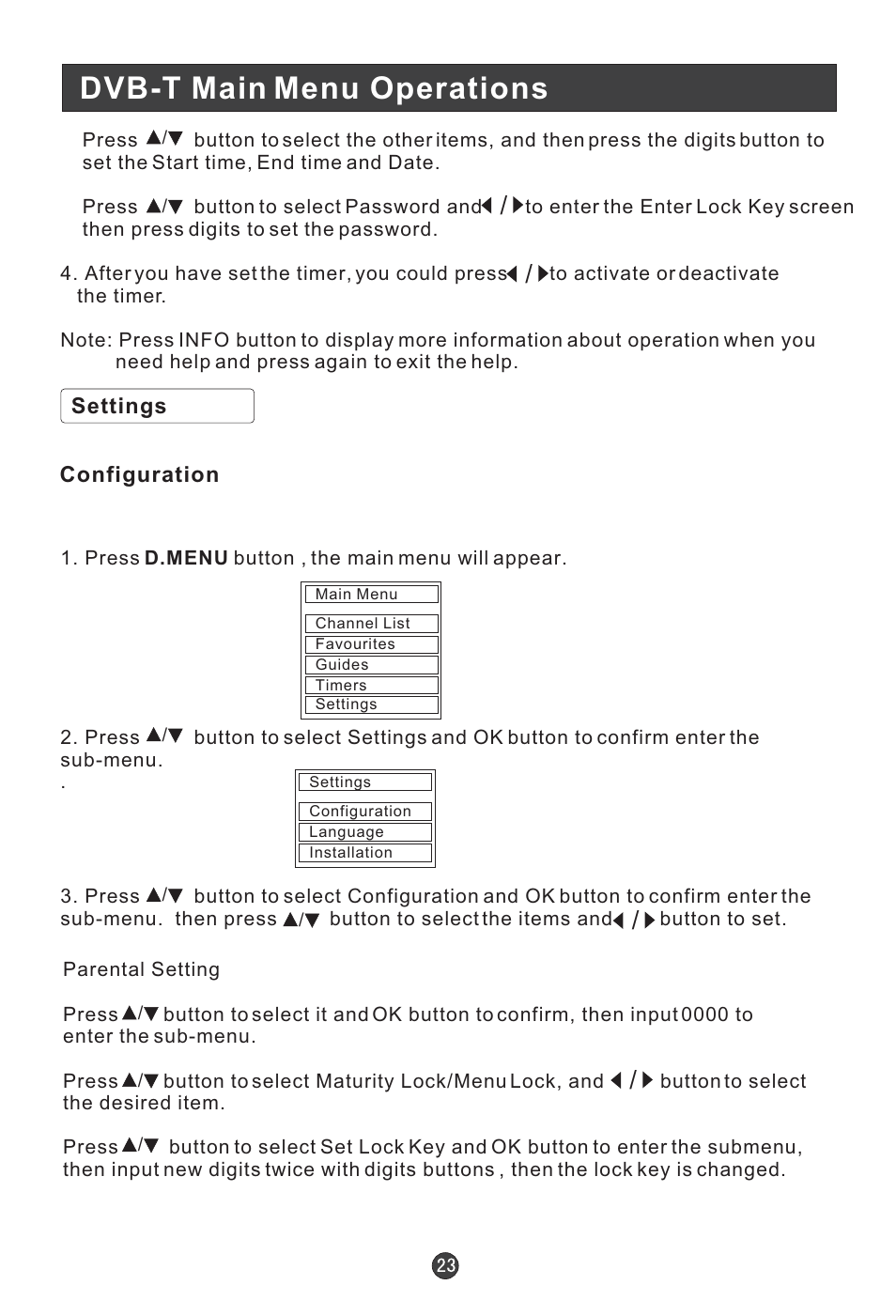 Dvb-t main menu operations | Technika LCD 19 HDID-407W User Manual | Page 25 / 31