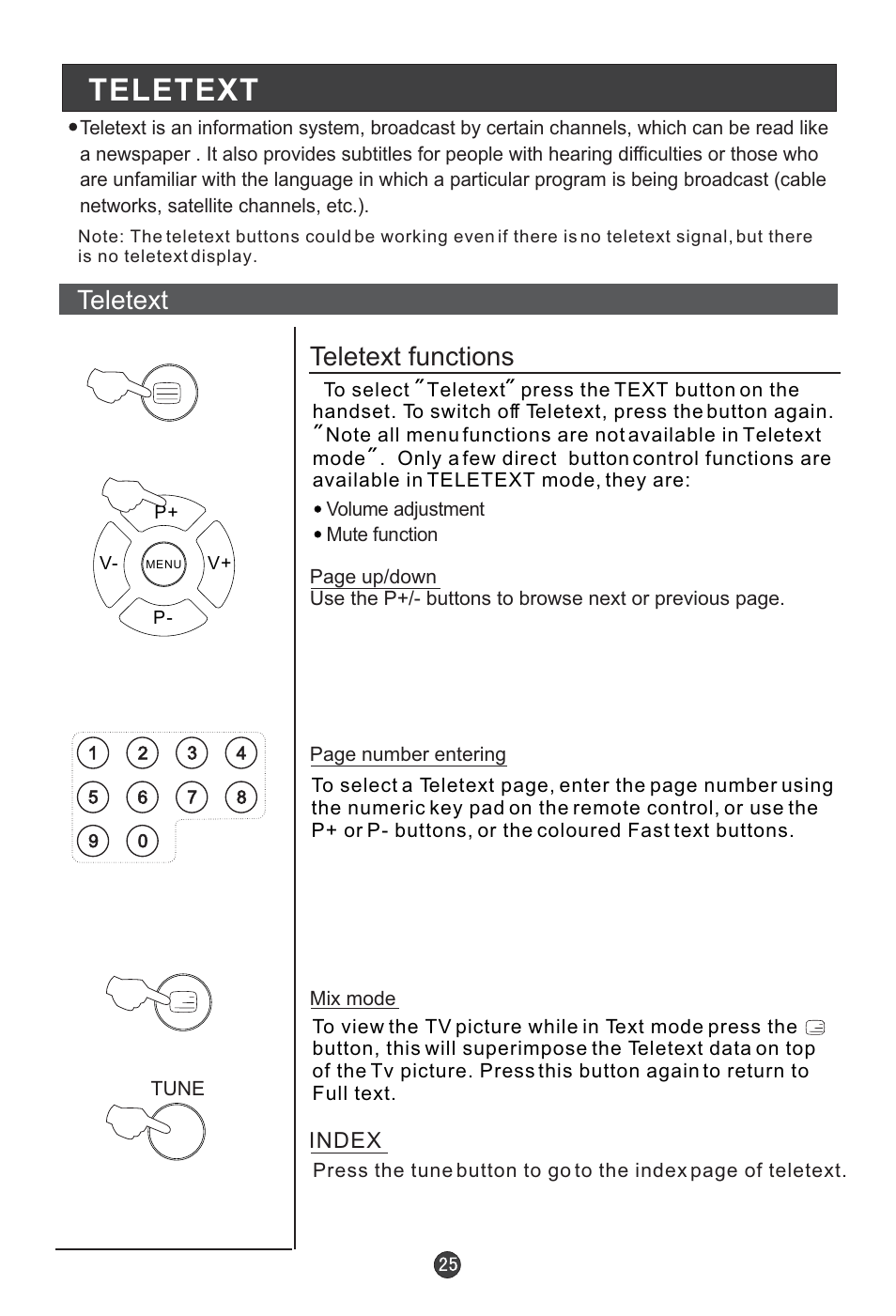 Teletext, Teletext functions | Technika LCD 19 HDID-407W User Manual | Page 27 / 31