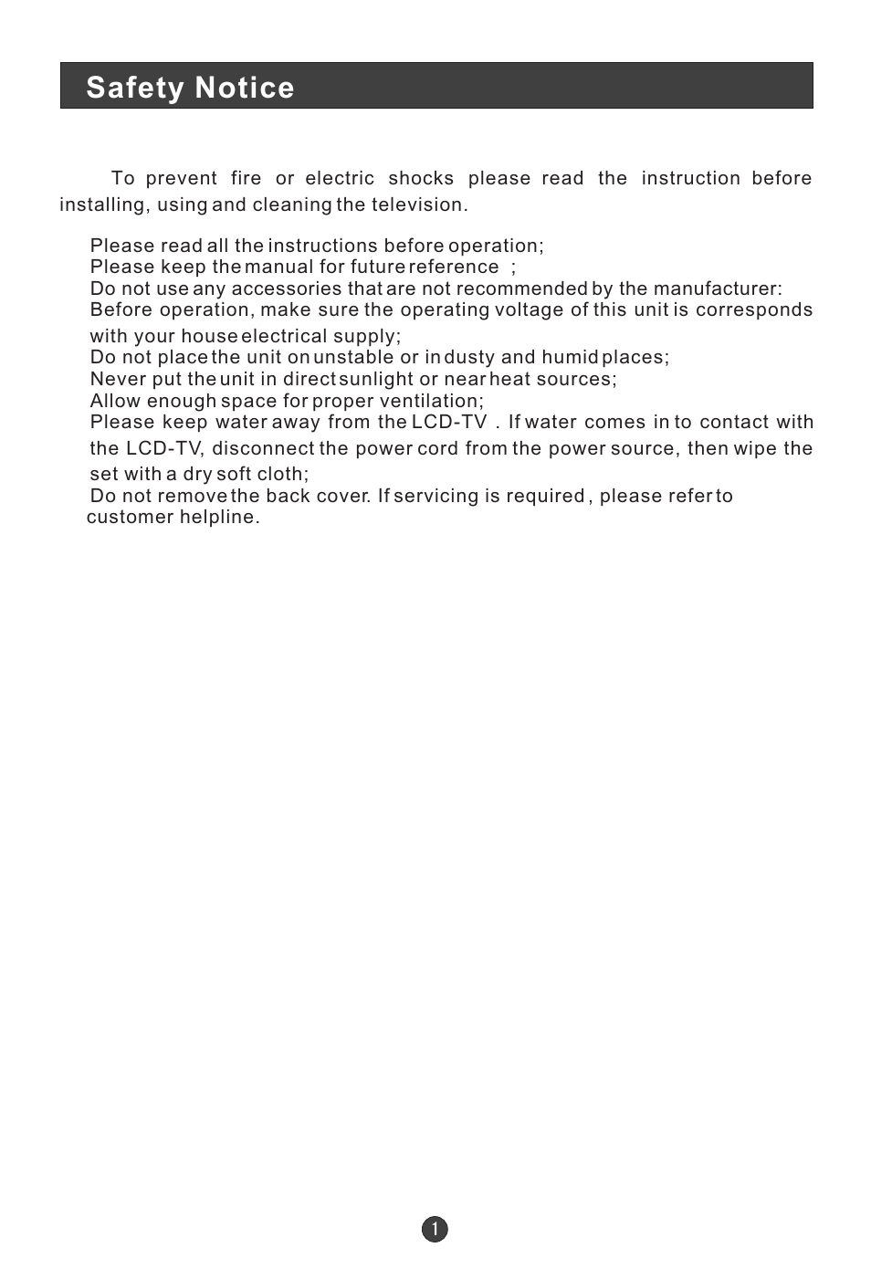 Safety notice | Technika LCD 19 HDID-407W User Manual | Page 3 / 31