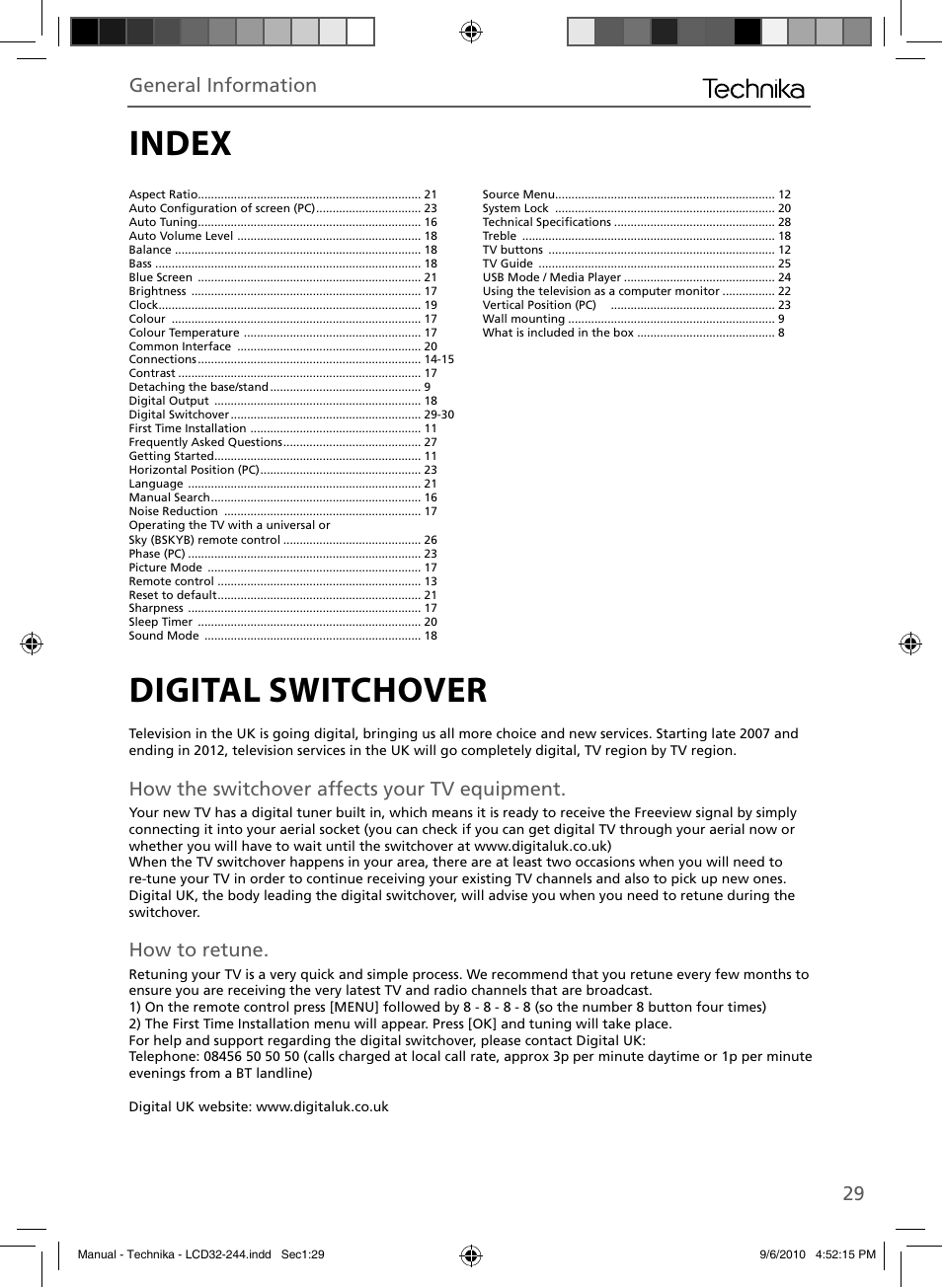 Index digital switchover | Technika LCD 32-244 User Manual | Page 28 / 31