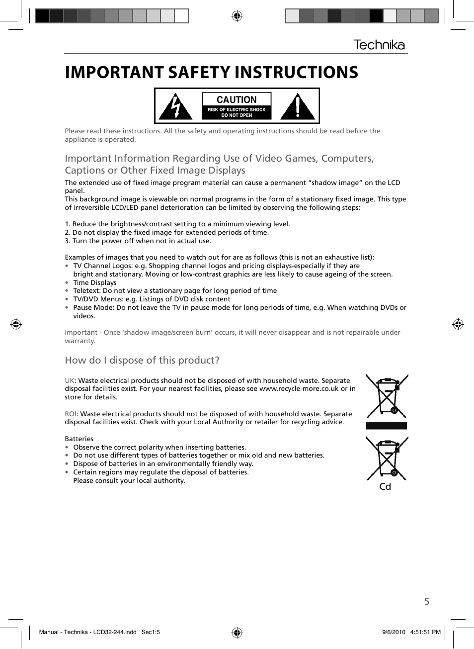 Important safety instructions, How do i dispose of this product | Technika LCD 32-244 User Manual | Page 4 / 31