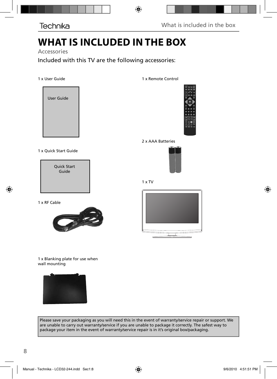 What is included in the box | Technika LCD 32-244 User Manual | Page 7 / 31