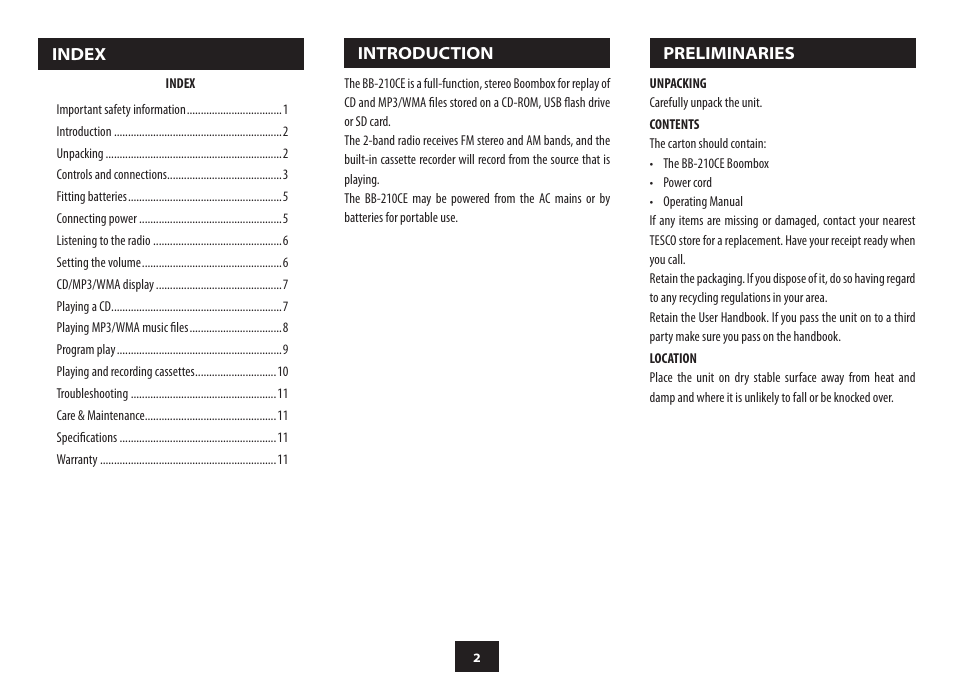 Technika TESCO BB-210CE User Manual | Page 4 / 16