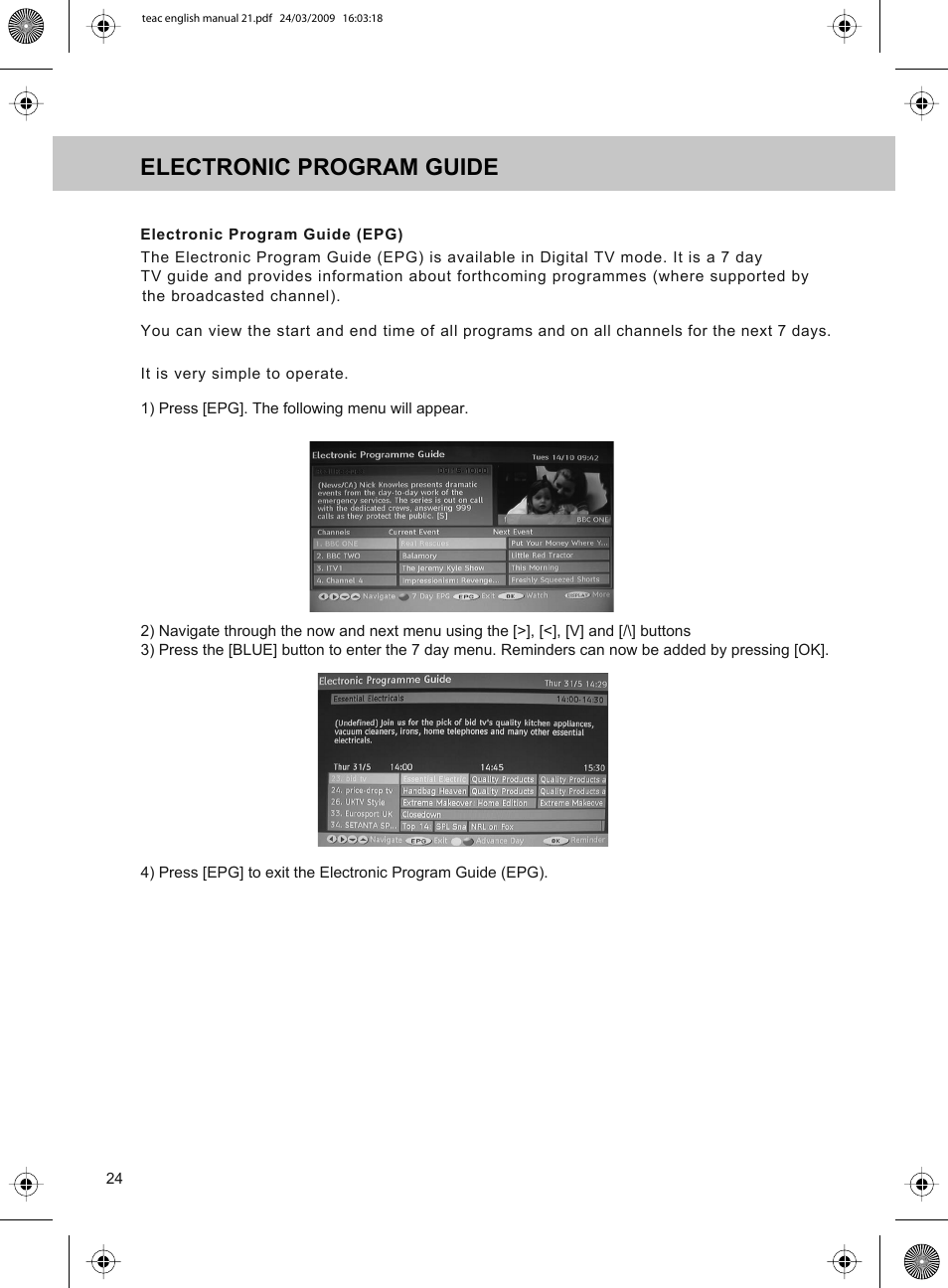 Electronic program guide | Technika ADVANCED LCD19W-219 User Manual | Page 26 / 52