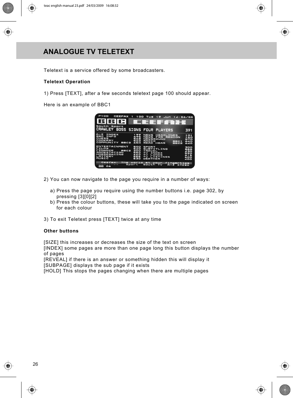 Analogue tv teletext | Technika ADVANCED LCD19W-219 User Manual | Page 28 / 52