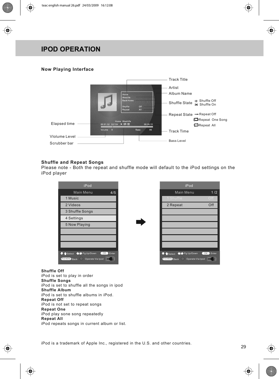 Ipod operation | Technika ADVANCED LCD19W-219 User Manual | Page 31 / 52