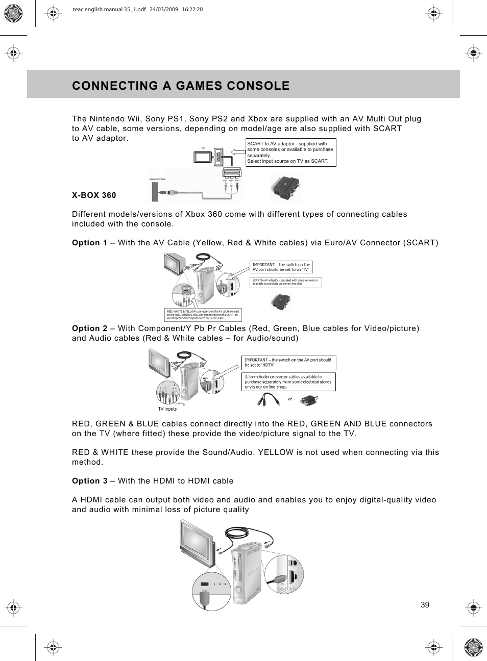 Connecting a games console | Technika ADVANCED LCD19W-219 User Manual | Page 41 / 52