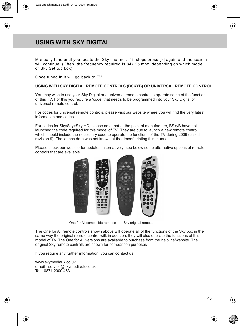 Using with sky digital | Technika ADVANCED LCD19W-219 User Manual | Page 45 / 52