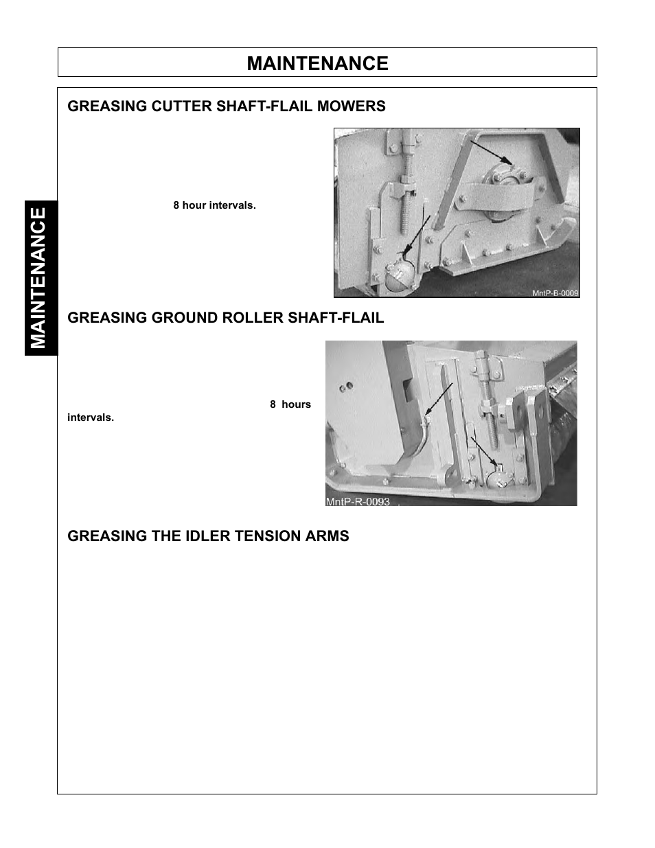 Maintenance | Tiger Mowers SIDE FLAIL ASEMBLIES JD 5085M-105M User Manual | Page 104 / 206