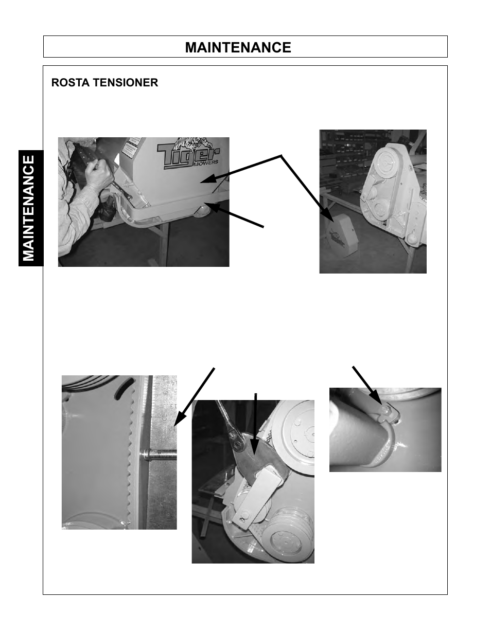 Maintenance, Rosta tensioner | Tiger Mowers SIDE FLAIL ASEMBLIES JD 5085M-105M User Manual | Page 106 / 206