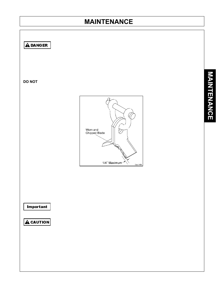 Maintenance | Tiger Mowers SIDE FLAIL ASEMBLIES JD 5085M-105M User Manual | Page 111 / 206