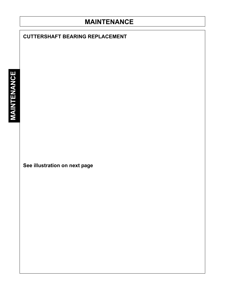 Maintenance, Cuttershaft bearing replacement, See illustration on next page | Tiger Mowers SIDE FLAIL ASEMBLIES JD 5085M-105M User Manual | Page 118 / 206