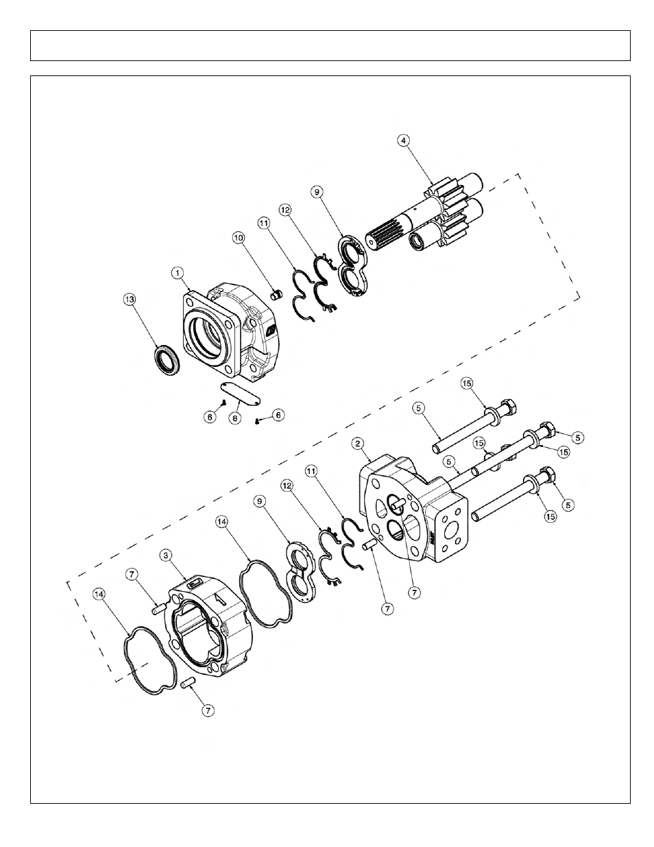 Front hydraulic pump breakdown | Tiger Mowers SIDE FLAIL ASEMBLIES JD 5085M-105M User Manual | Page 168 / 206