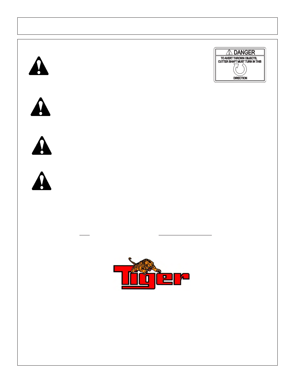 Safety, See your dealer | Tiger Mowers SIDE FLAIL ASEMBLIES JD 5085M-105M User Manual | Page 17 / 206
