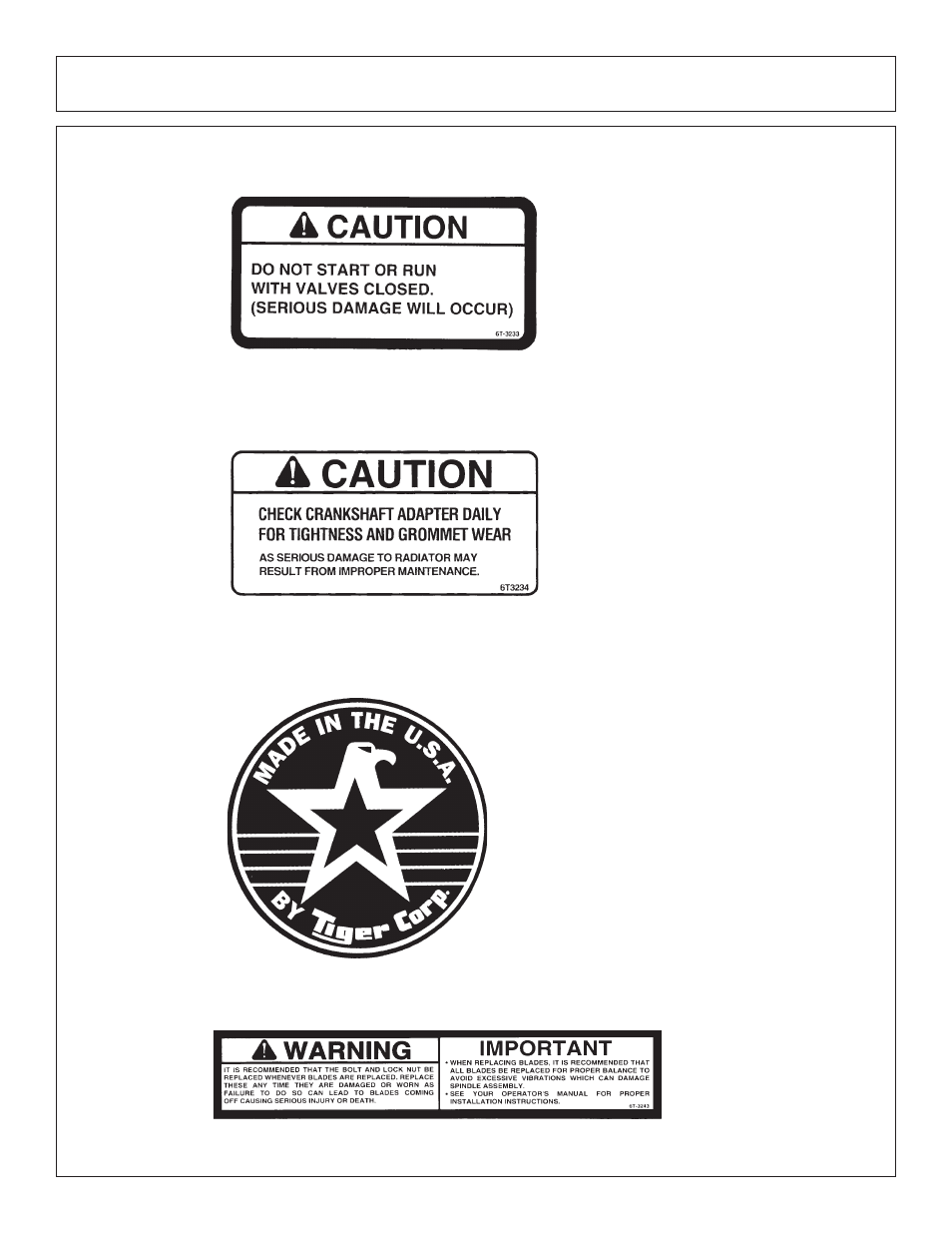 Safety | Tiger Mowers SIDE FLAIL ASEMBLIES JD 5085M-105M User Manual | Page 22 / 206