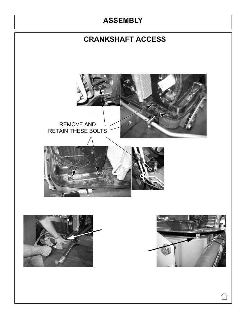 Assembly, Crankshaft access | Tiger Mowers SIDE FLAIL ASEMBLIES JD 5085M-105M User Manual | Page 29 / 206