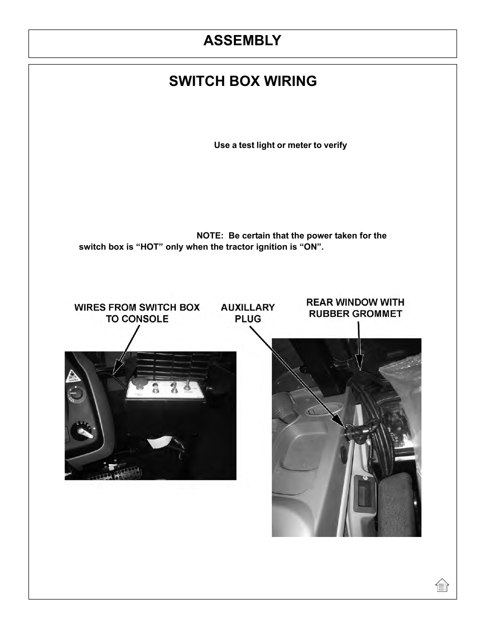 Assembly, Switch box wiring | Tiger Mowers SIDE FLAIL ASEMBLIES JD 5085M-105M User Manual | Page 33 / 206