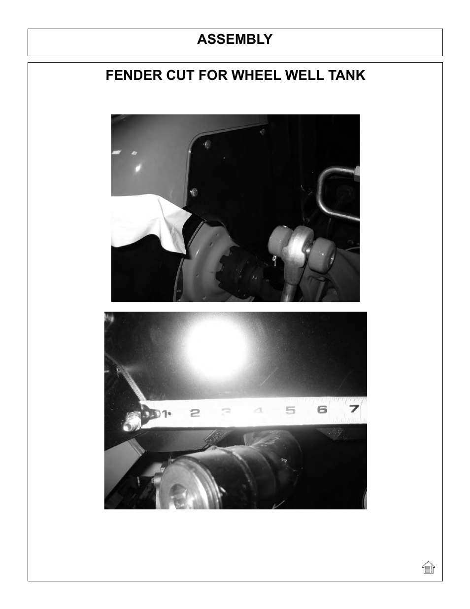 Assembly, Fender cut for wheel well tank | Tiger Mowers SIDE FLAIL ASEMBLIES JD 5085M-105M User Manual | Page 40 / 206
