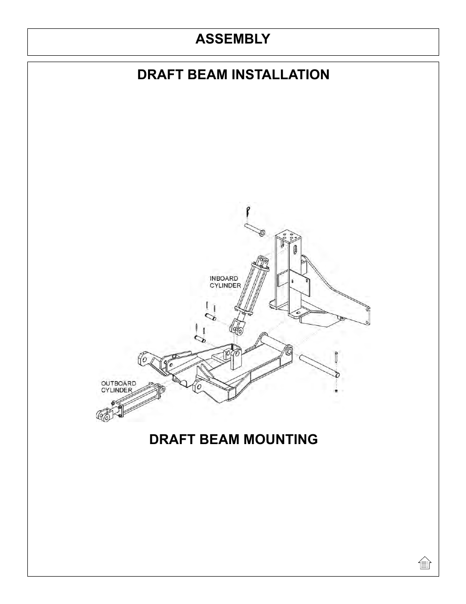 Assembly, Draft beam installation, Draft beam mounting | Tiger Mowers SIDE FLAIL ASEMBLIES JD 5085M-105M User Manual | Page 44 / 206