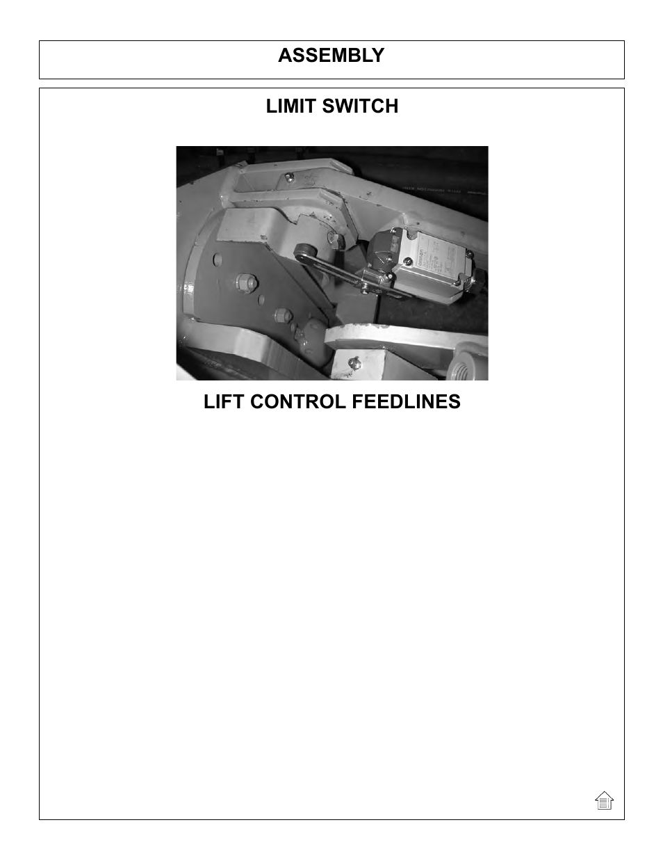 Assembly, Limit switch, Lift control feedlines | Tiger Mowers SIDE FLAIL ASEMBLIES JD 5085M-105M User Manual | Page 46 / 206