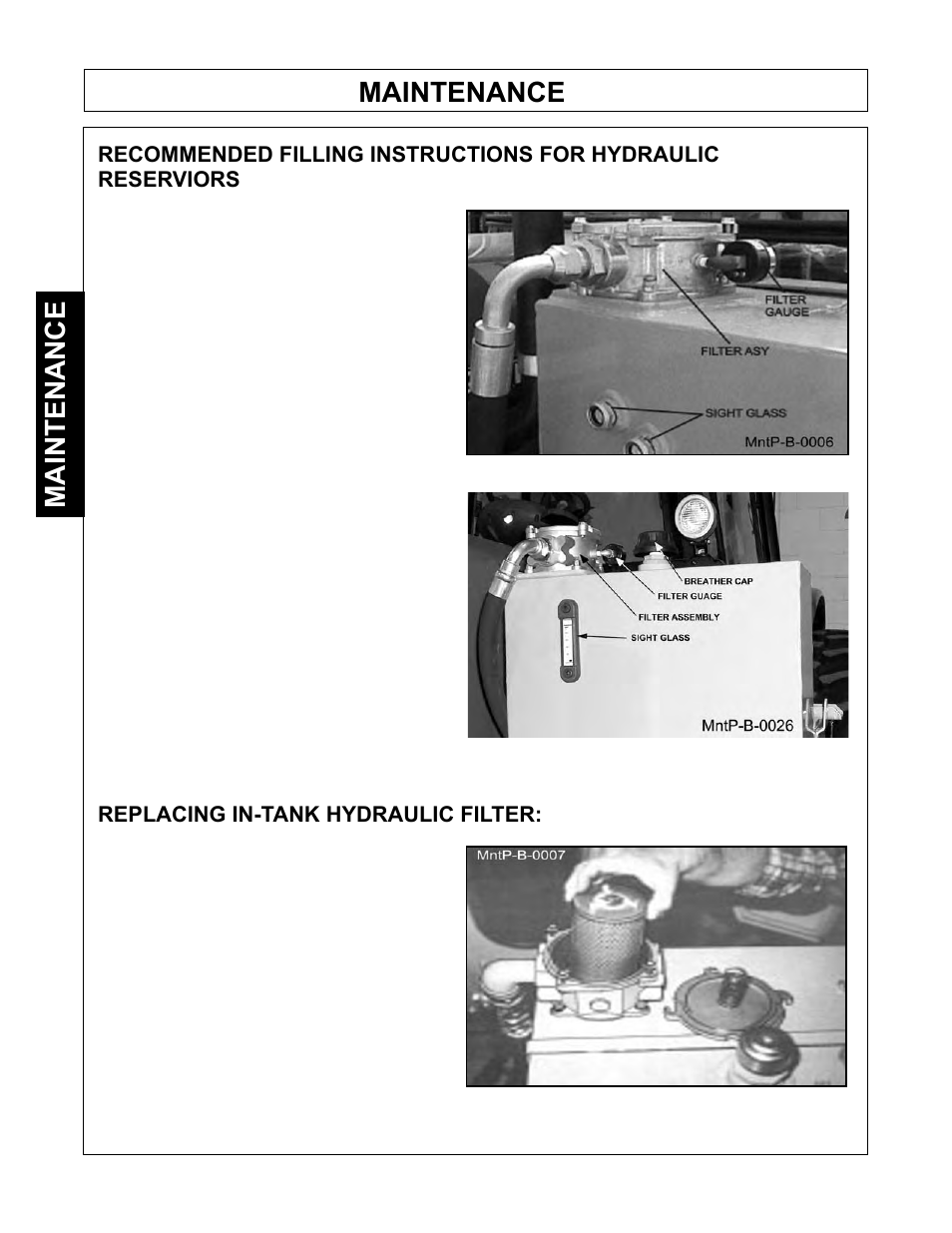 Maintenance | Tiger Mowers SIDE FLAIL ASEMBLIES JD 5085M-105M User Manual | Page 98 / 206