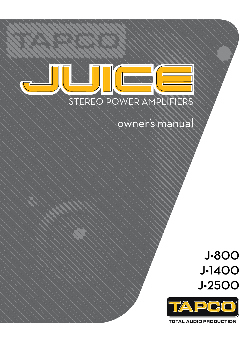 Tapco J-800 User Manual | 20 pages