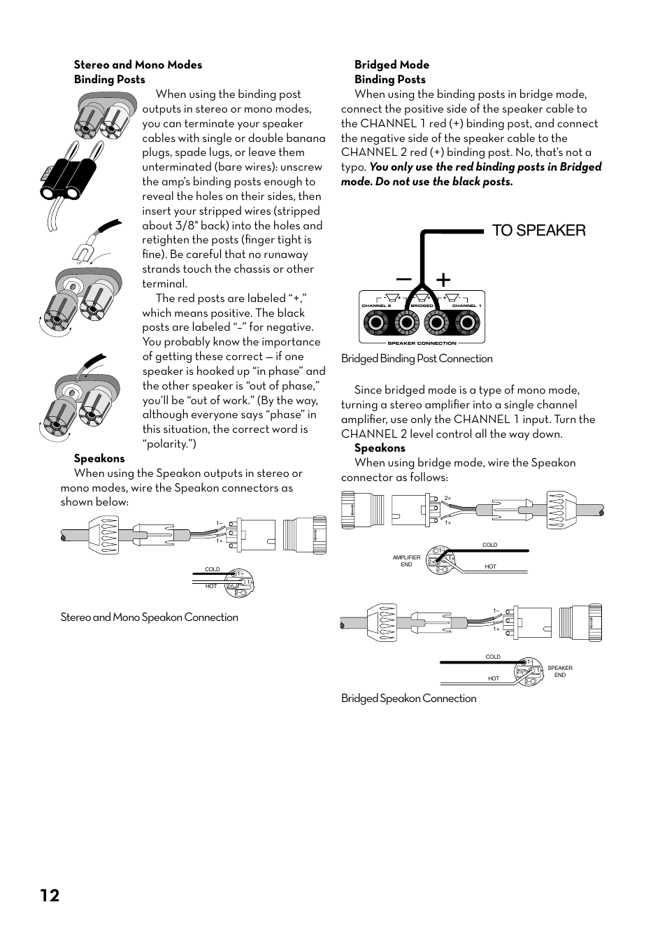 Bridged speakon connection | Tapco J-800 User Manual | Page 12 / 20