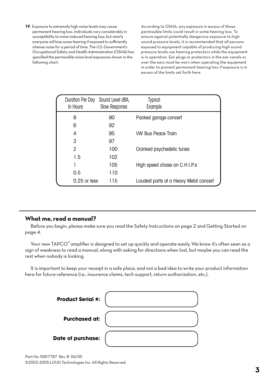 What me, read a manual | Tapco J-800 User Manual | Page 3 / 20