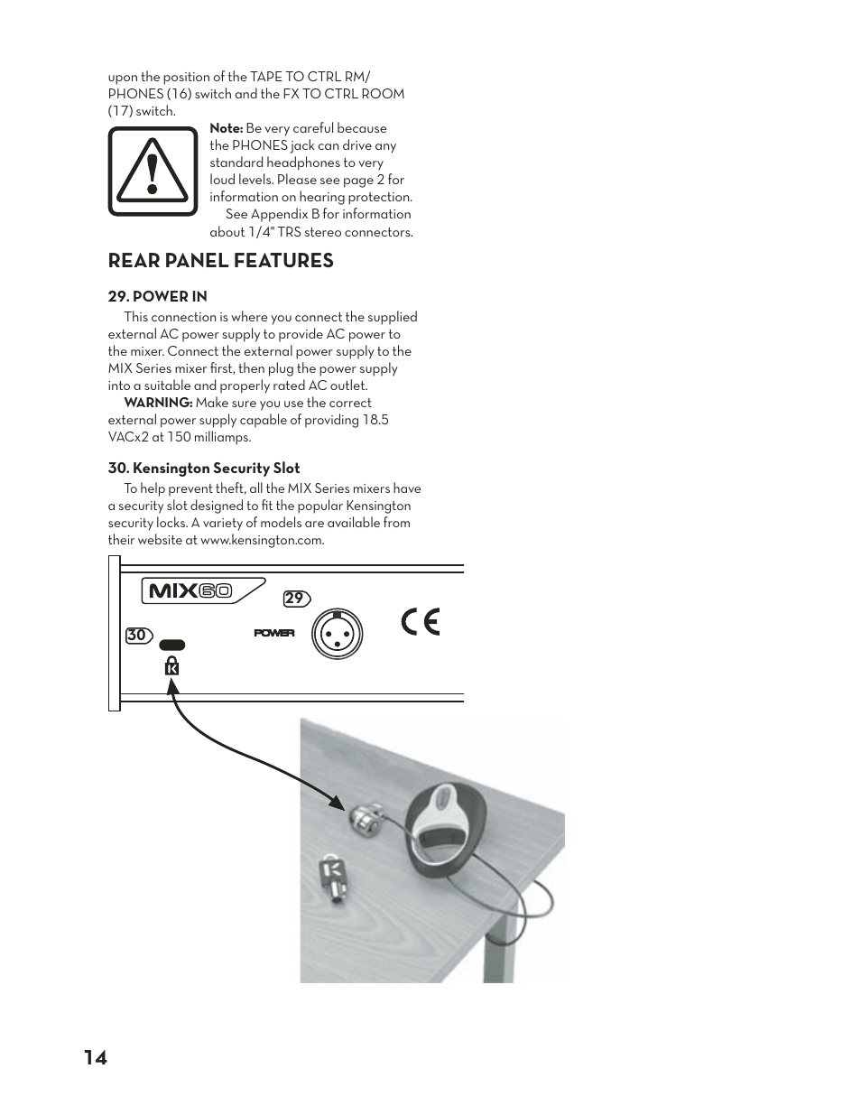 Rear panel features | Tapco Mix.120 User Manual | Page 14 / 24