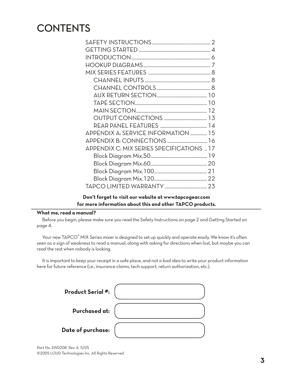 Tapco Mix.120 User Manual | Page 3 / 24