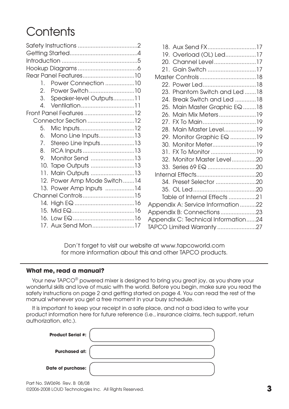 Tapco MIX.FX MIX10FXP User Manual | Page 3 / 28