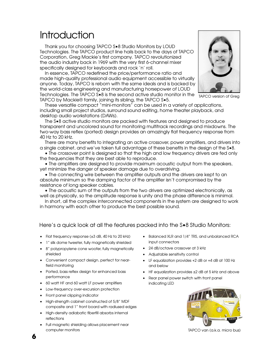 Introduction | Tapco S8 User Manual | Page 6 / 16