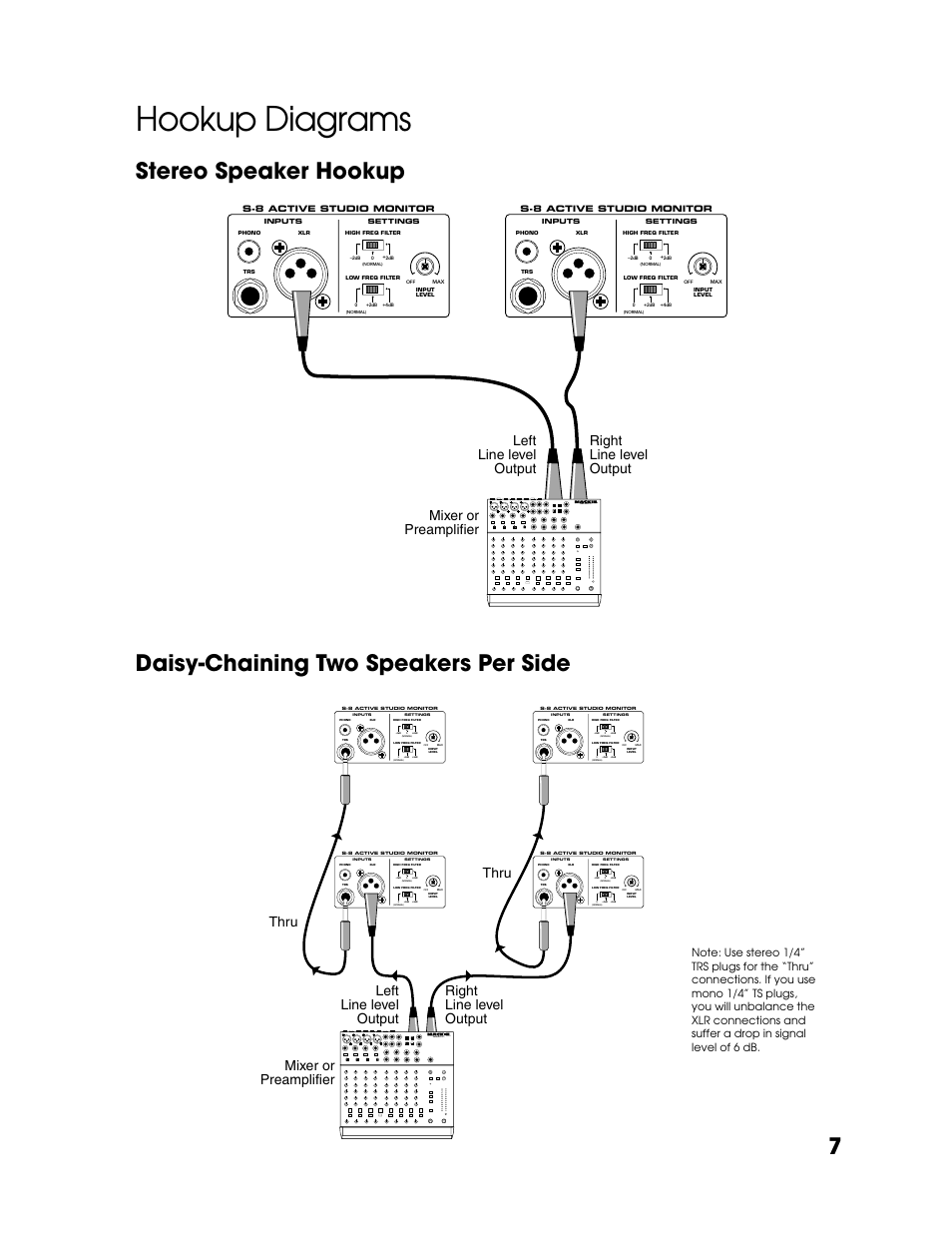 Hookup diagrams, 1202-vlz pro, Thru | Tapco S8 User Manual | Page 7 / 16