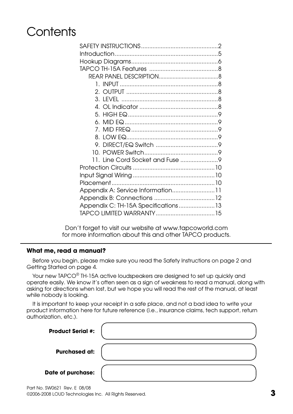 Tapco THUMP TH-15A User Manual | Page 3 / 16