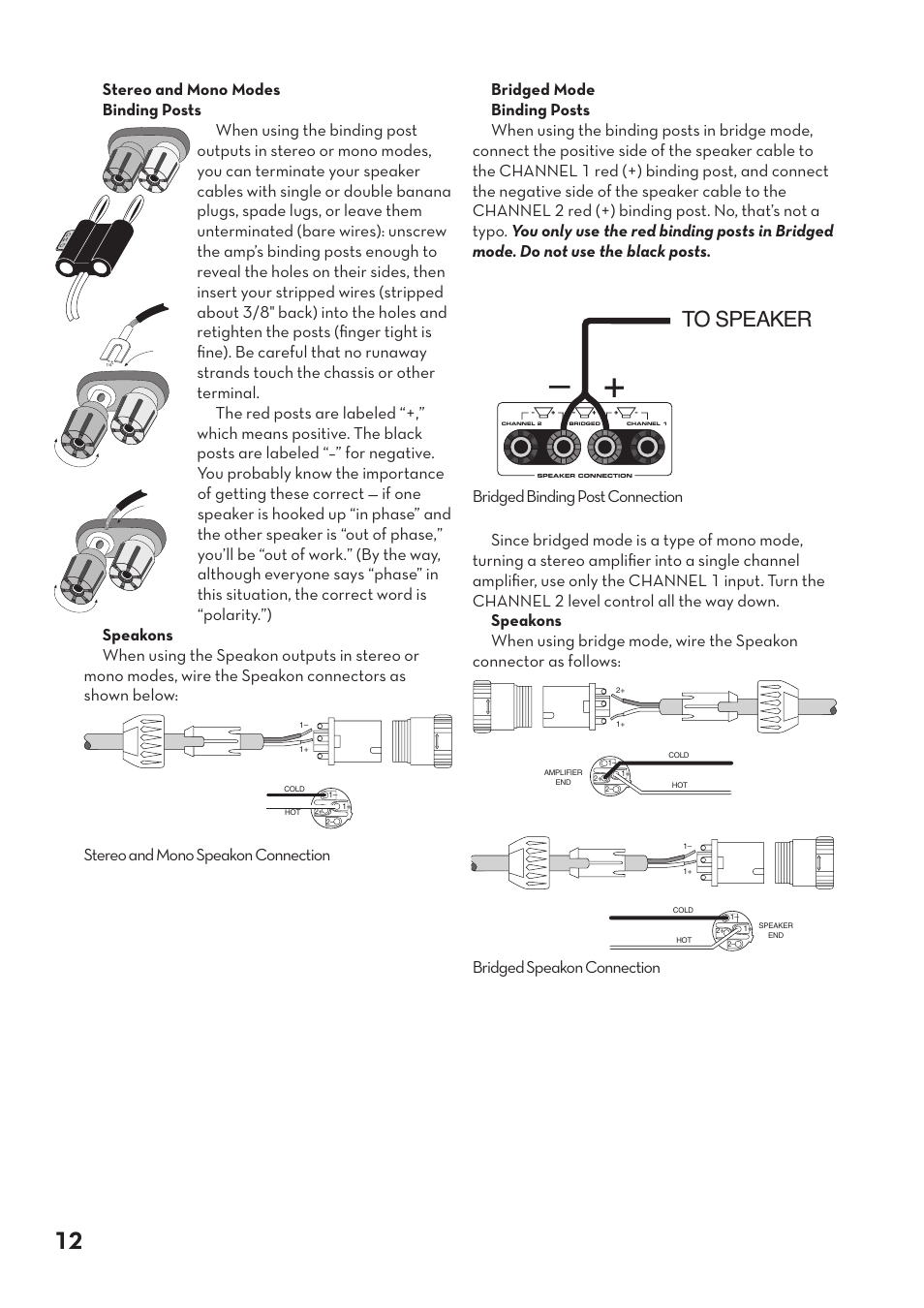 Rear panel features, Bridged speakon connection | Tapco pmn User Manual | Page 12 / 20