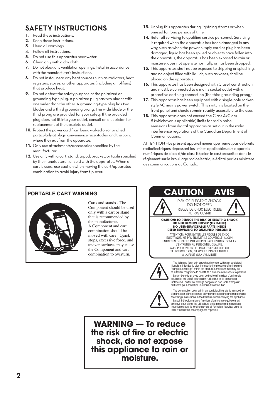 Caution avis, 2safety instructions | Tapco pmn User Manual | Page 2 / 20