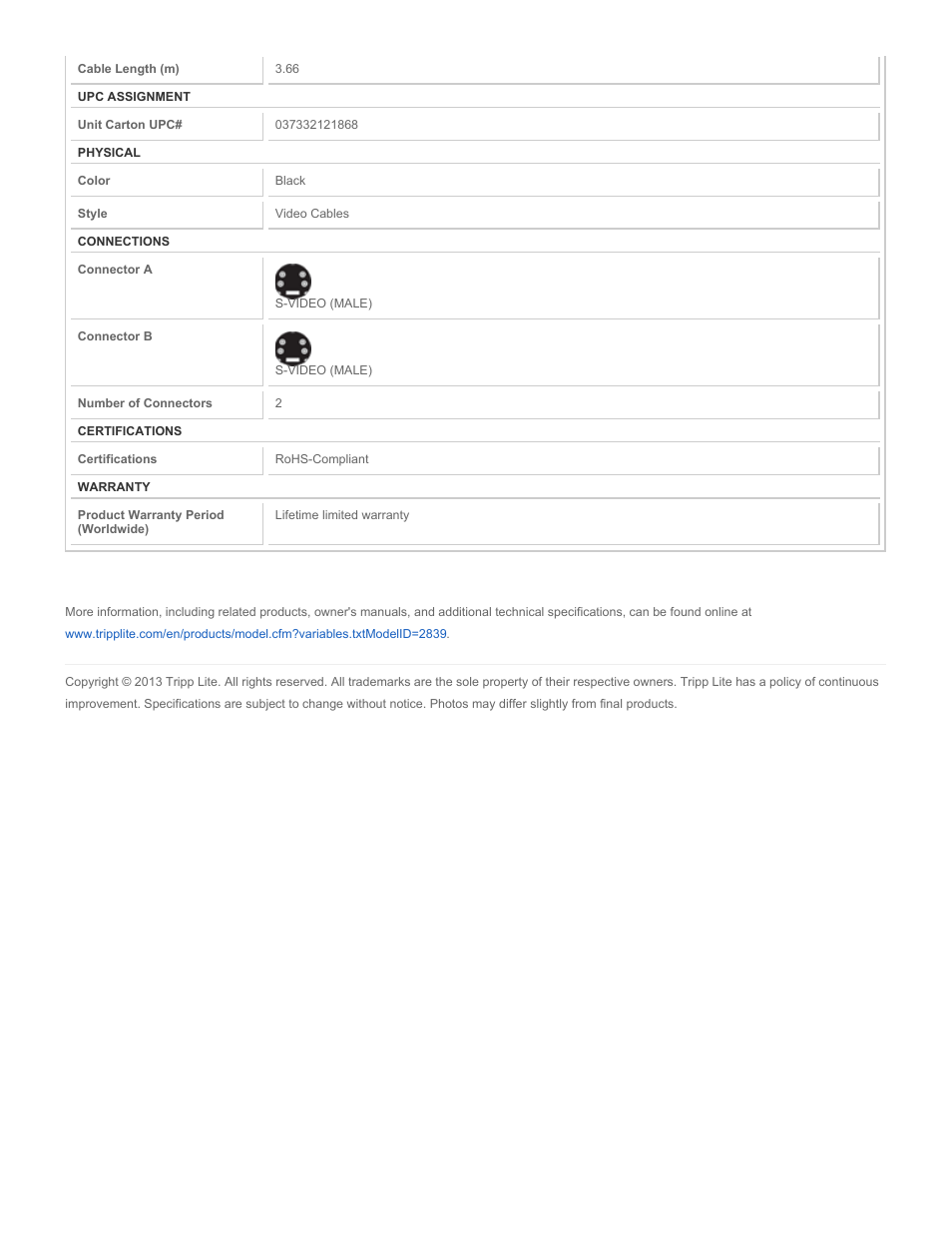 Tripp Lite A012-012 User Manual | Page 2 / 2