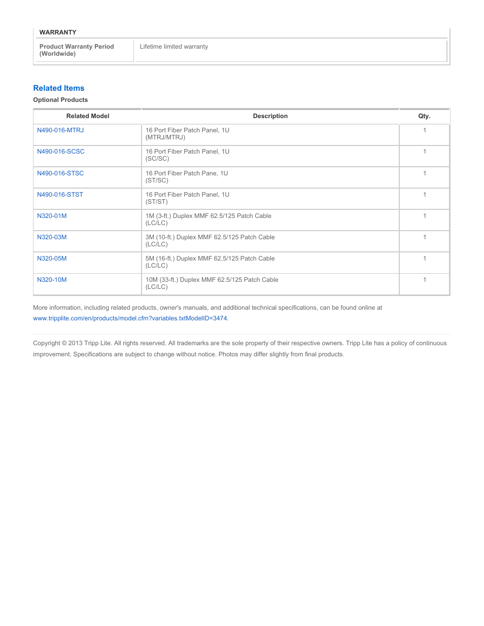 Tripp Lite N490-016-LCLC User Manual | Page 2 / 2