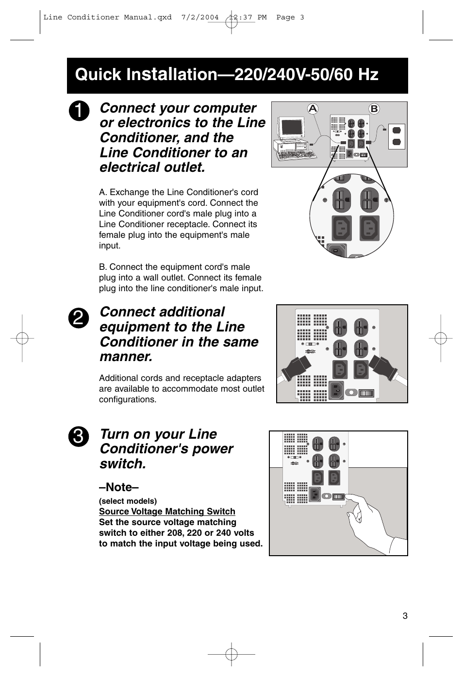 Stal, Quick in | Tripp Lite Line Conditioner 230V User Manual | Page 3 / 6