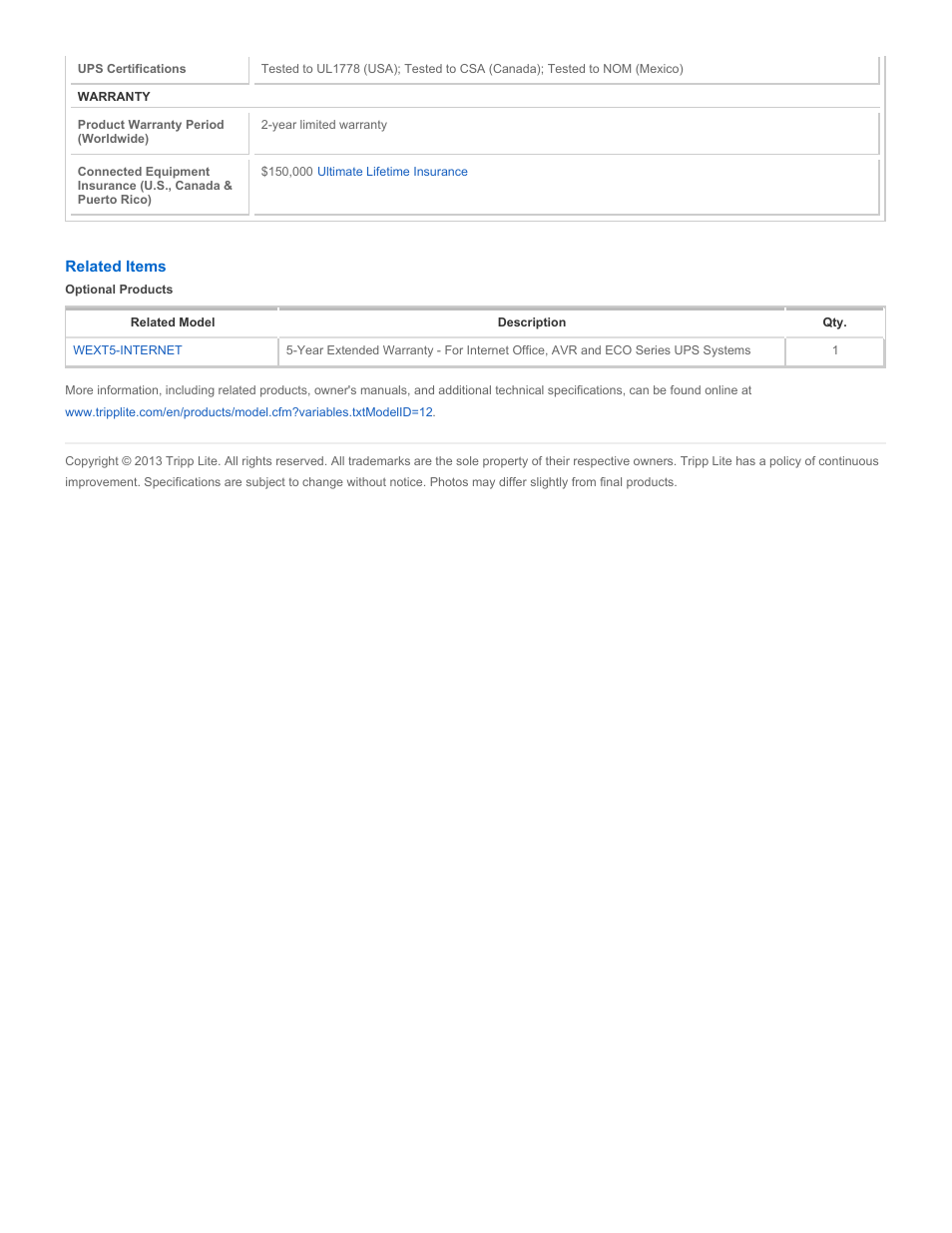 Tripp Lite TM500 User Manual | Page 4 / 4