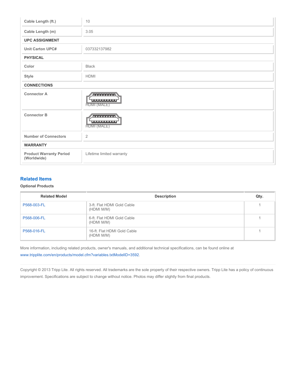 Tripp Lite P568-006-FL User Manual | Page 2 / 2