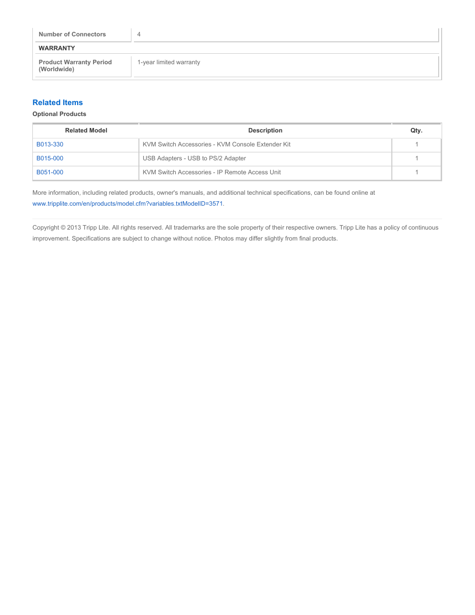 Tripp Lite B012-000 User Manual | Page 2 / 2