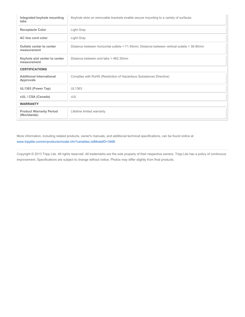 Tripp Lite TLM1015NC User Manual | Page 3 / 3