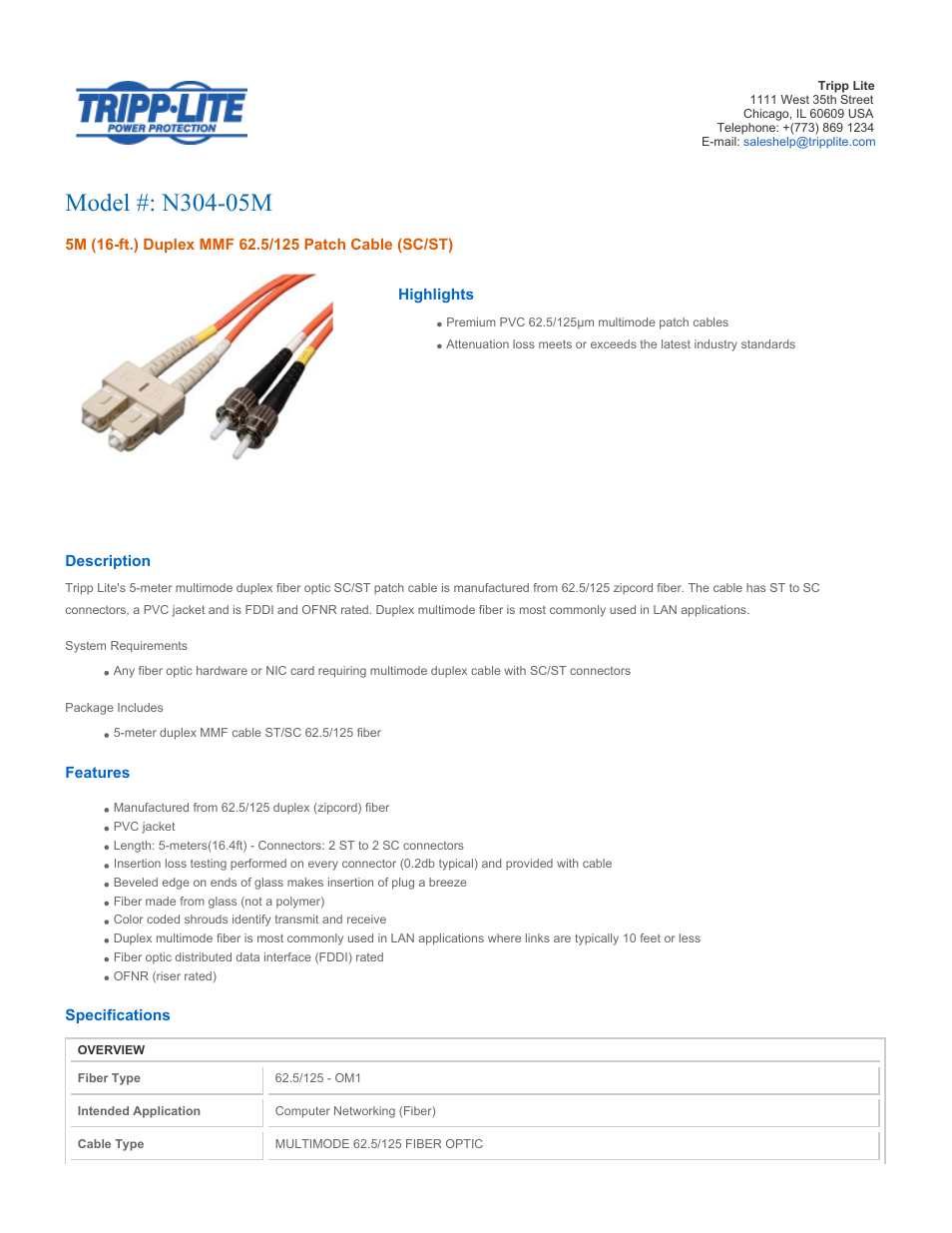 Tripp Lite N304-05M User Manual | 2 pages