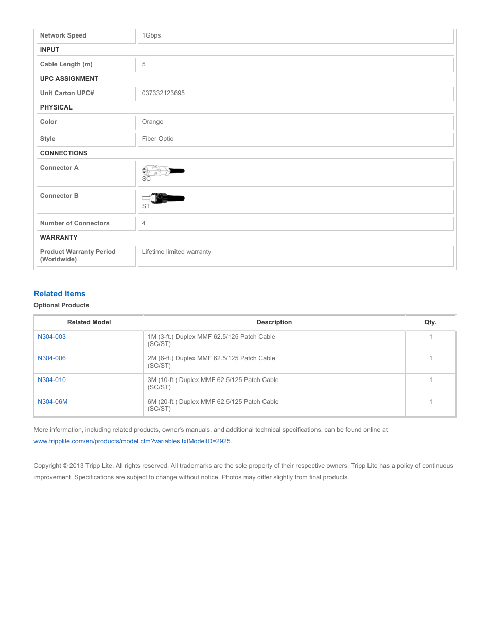 Tripp Lite N304-05M User Manual | Page 2 / 2