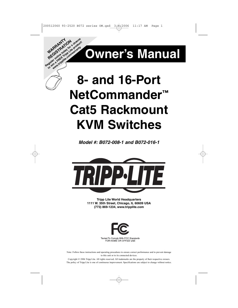 Tripp Lite NETCOMMANDERTM B072-016-1 User Manual | 24 pages