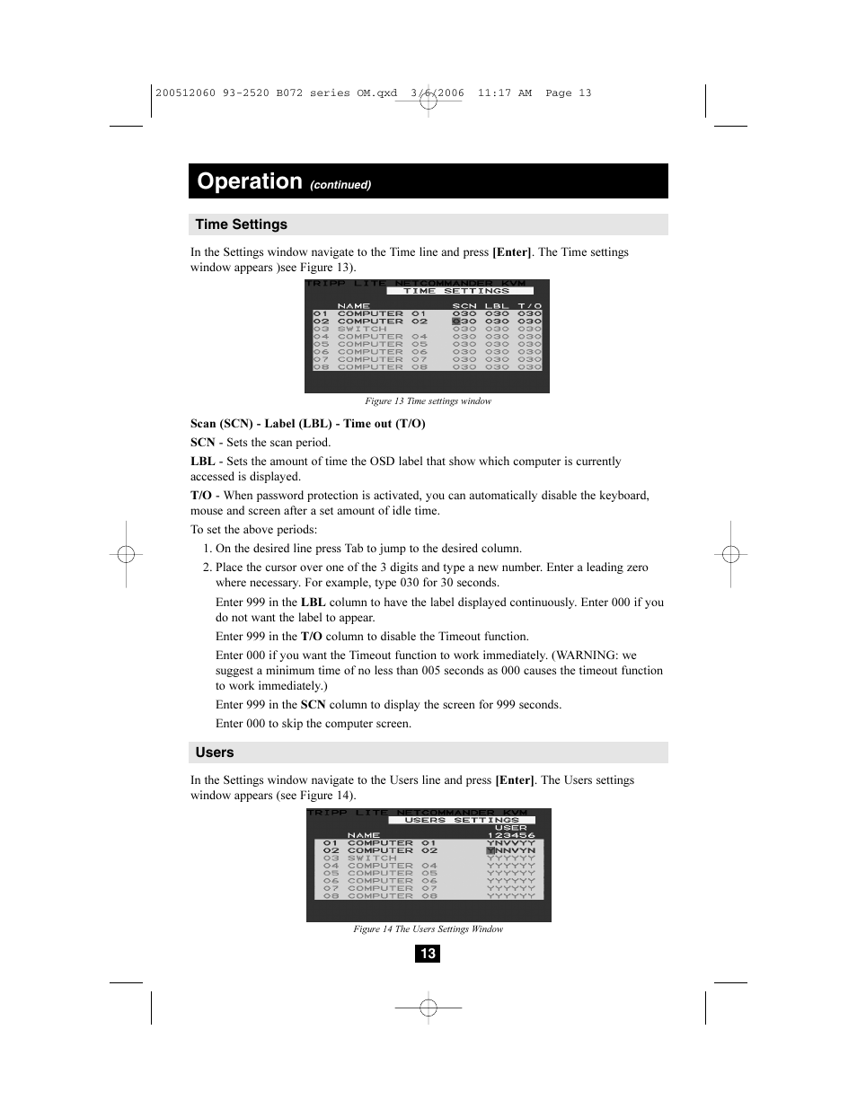 Operation | Tripp Lite NETCOMMANDERTM B072-016-1 User Manual | Page 13 / 24