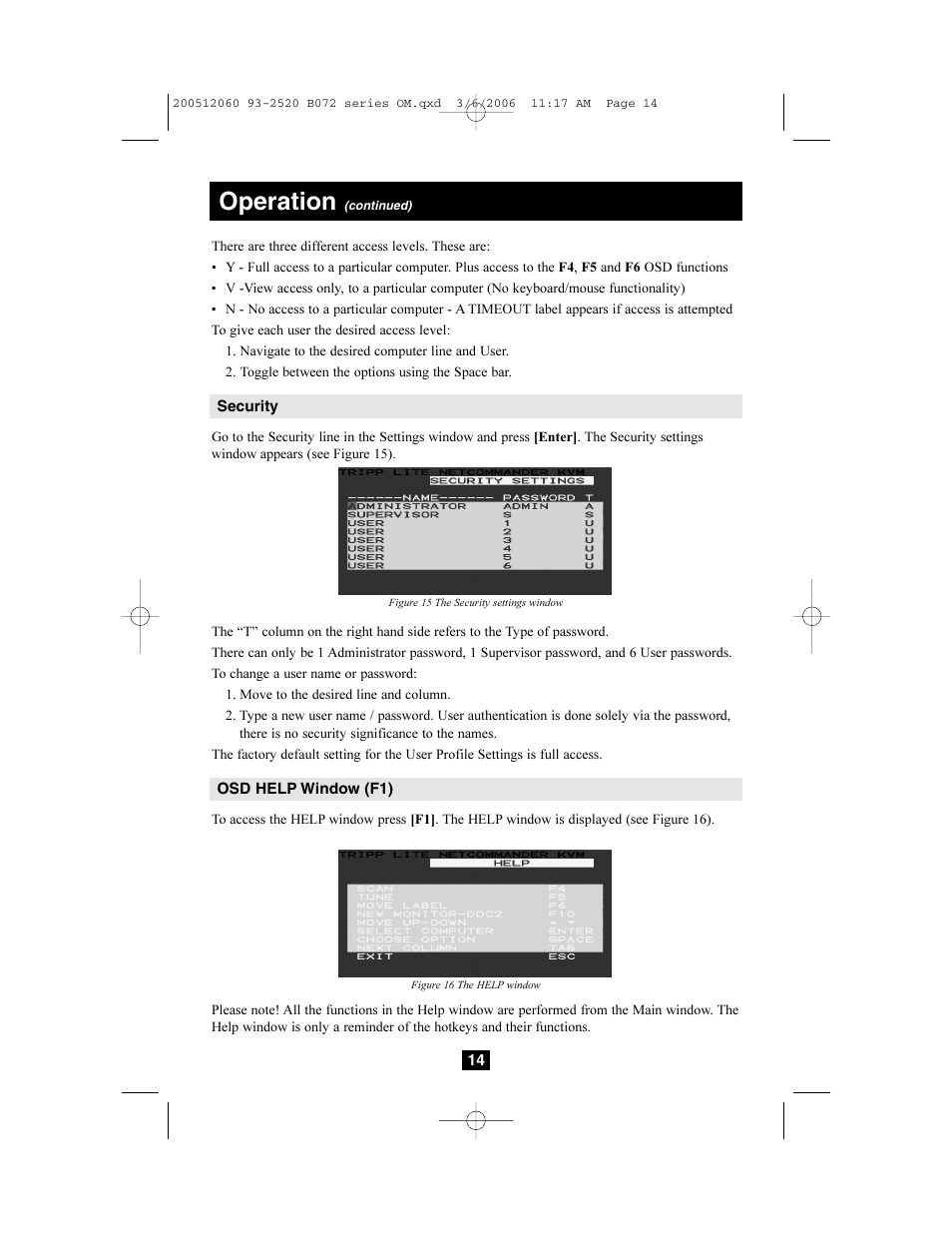 Operation | Tripp Lite NETCOMMANDERTM B072-016-1 User Manual | Page 14 / 24